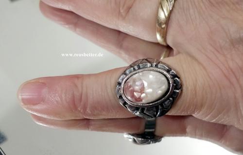 Schmuckstein Ring Rosen Quarz gr.17